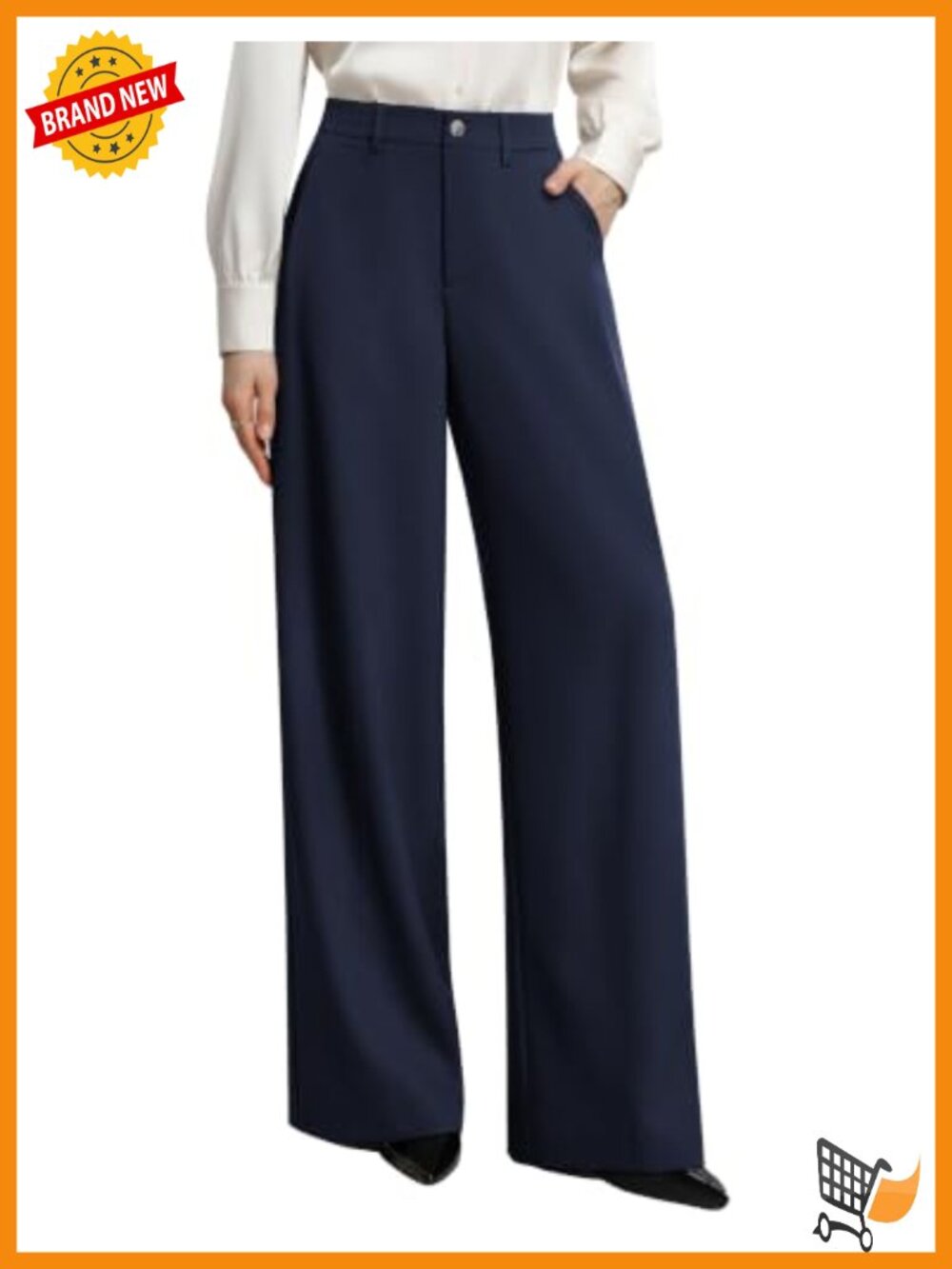 Wide Leg Dress Pants Business Office Work Slacks High Rise Pleated